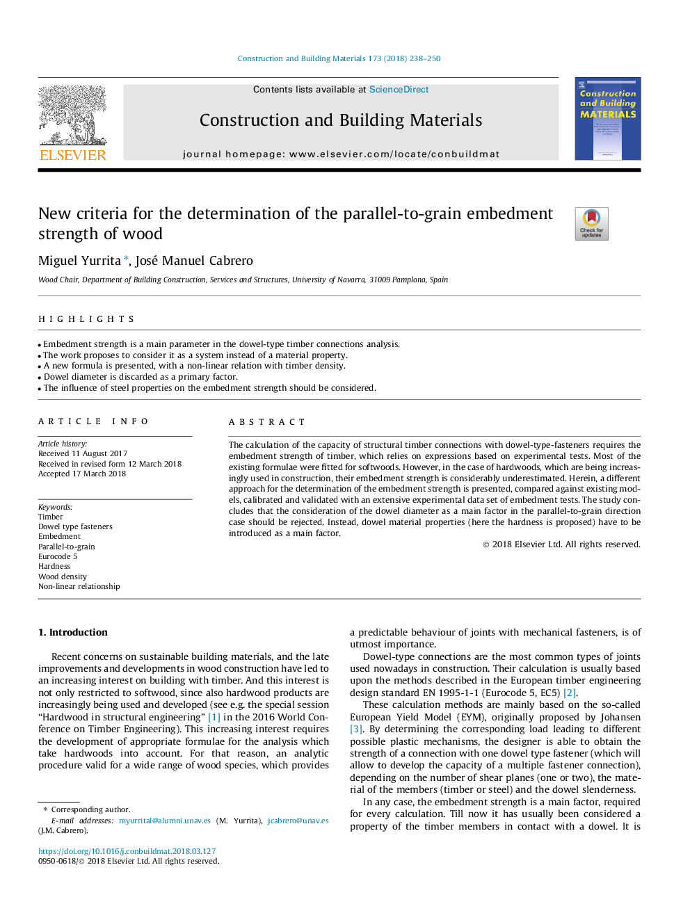 New criteria for the determination of the parallel-to-grain embedment strength of wood