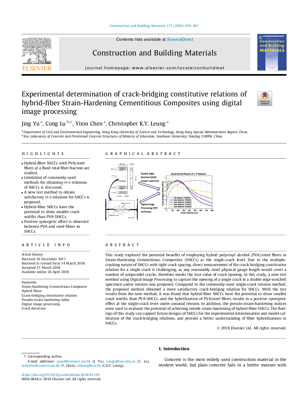 Experimental determination of crack-bridging constitutive relations of hybrid-fiber Strain-Hardening Cementitious Composites using digital image processing