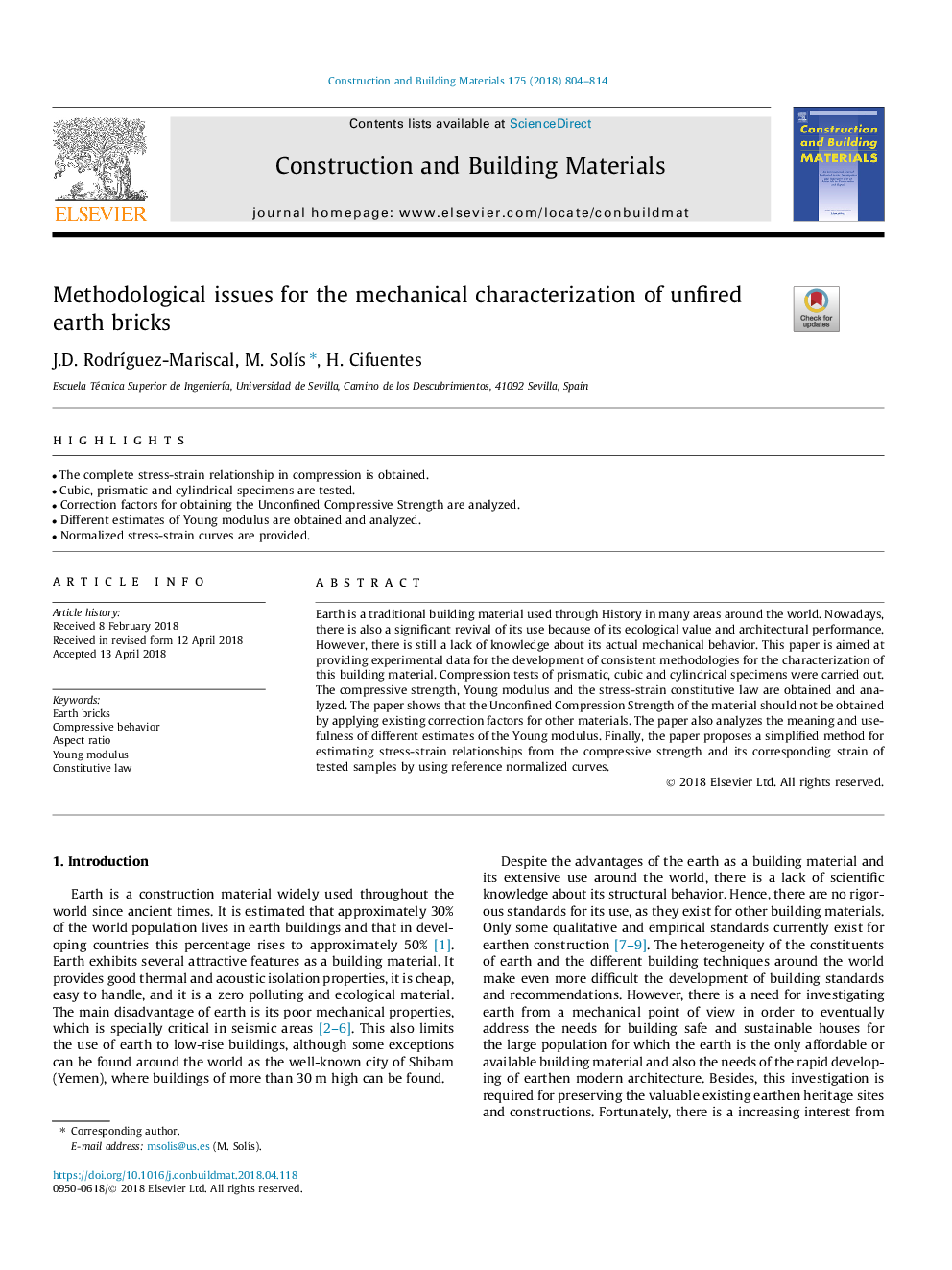 Methodological issues for the mechanical characterization of unfired earth bricks