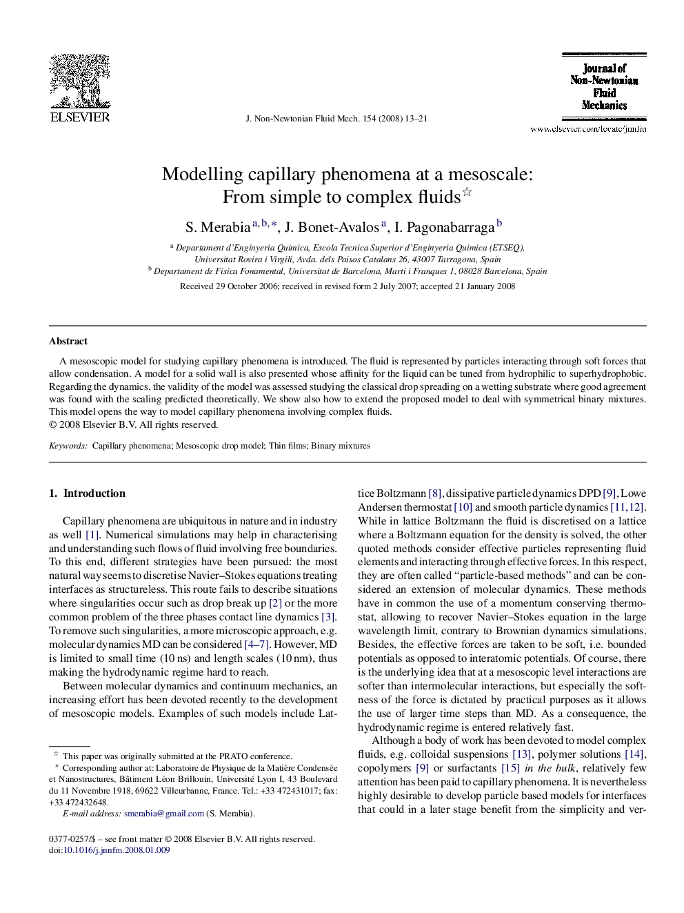 Modelling capillary phenomena at a mesoscale: From simple to complex fluids
