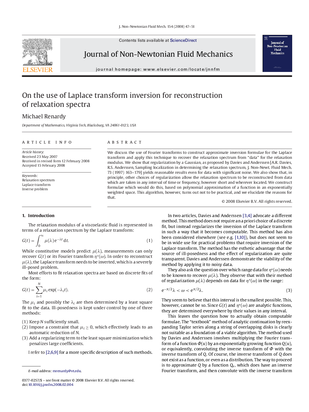 On the use of Laplace transform inversion for reconstruction of relaxation spectra