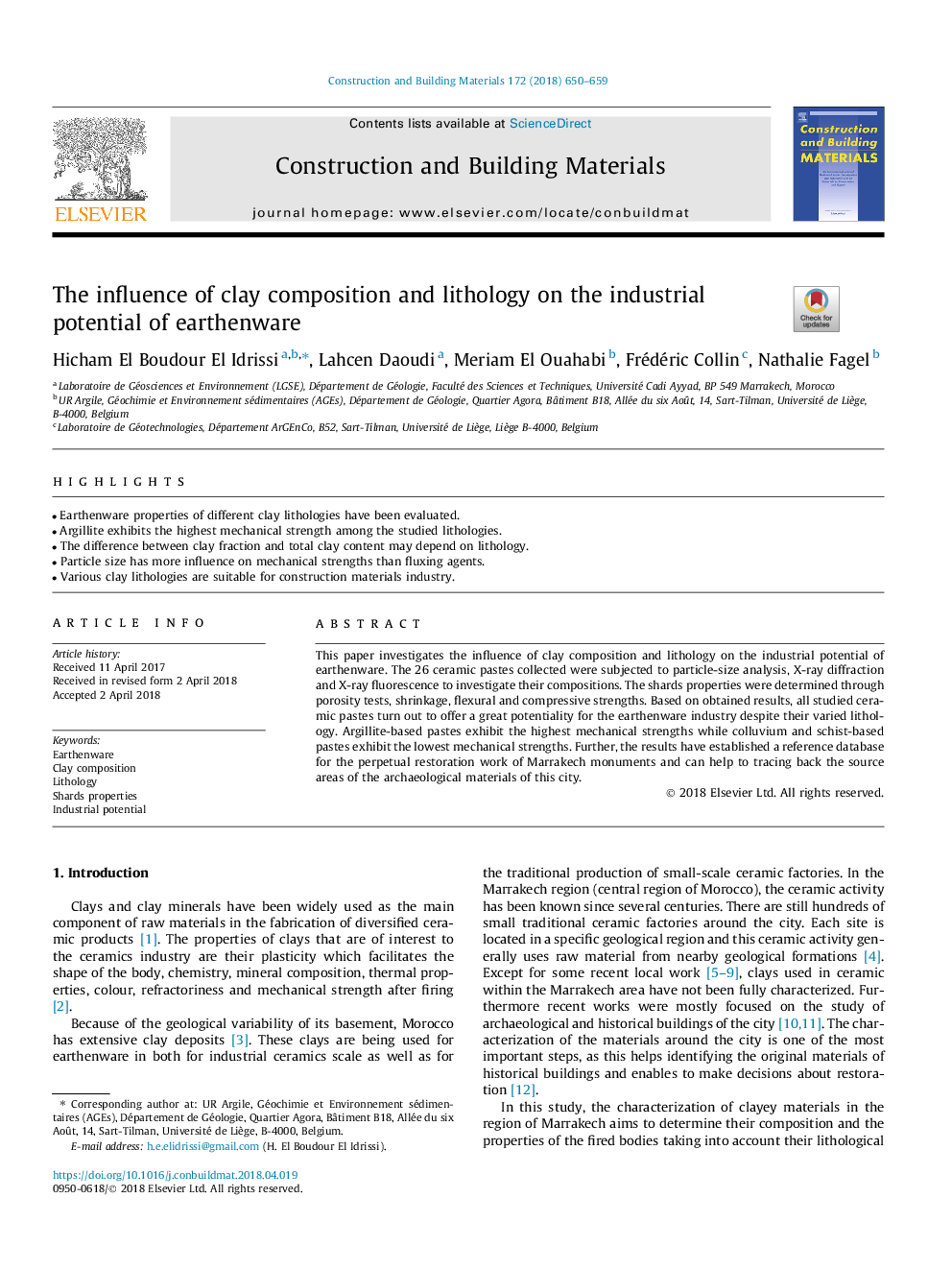 The influence of clay composition and lithology on the industrial potential of earthenware