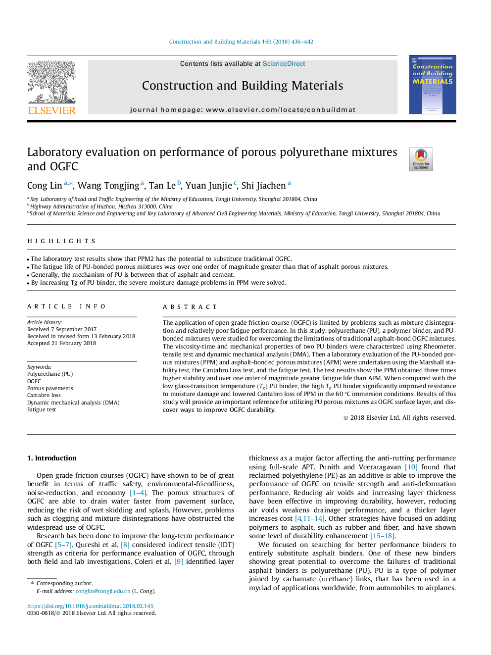 Laboratory evaluation on performance of porous polyurethane mixtures and OGFC