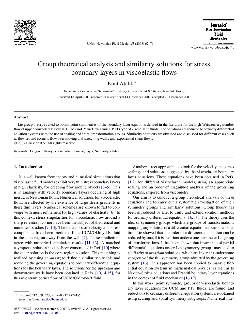 Group theoretical analysis and similarity solutions for stress boundary layers in viscoelastic flows