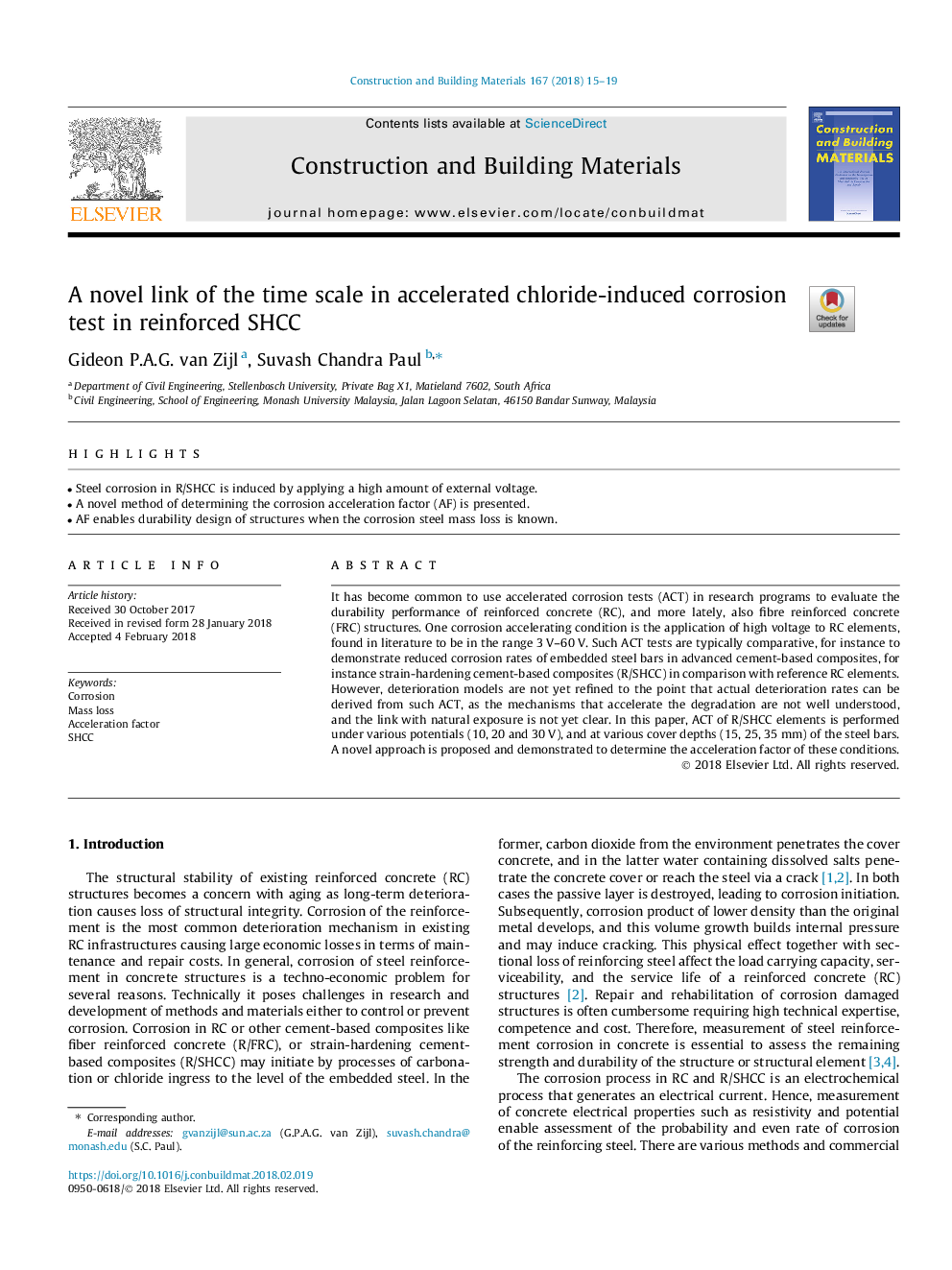 A novel link of the time scale in accelerated chloride-induced corrosion test in reinforced SHCC