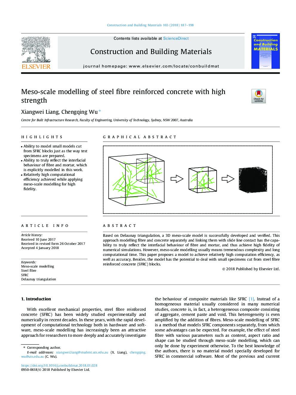 Meso-scale modelling of steel fibre reinforced concrete with high strength