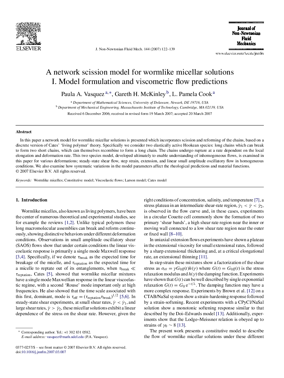 A network scission model for wormlike micellar solutions