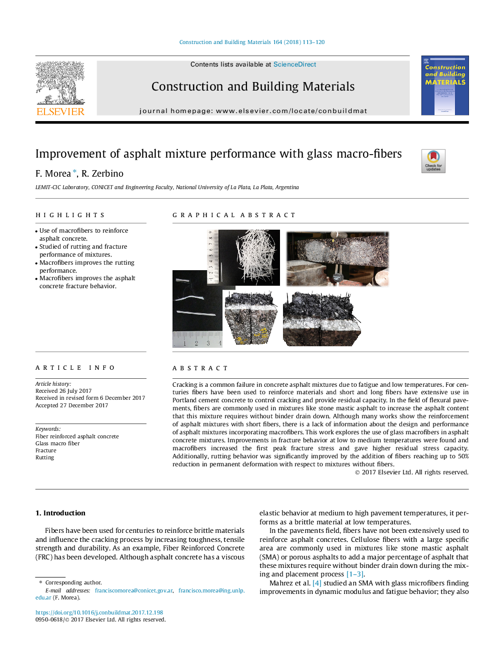 Improvement of asphalt mixture performance with glass macro-fibers