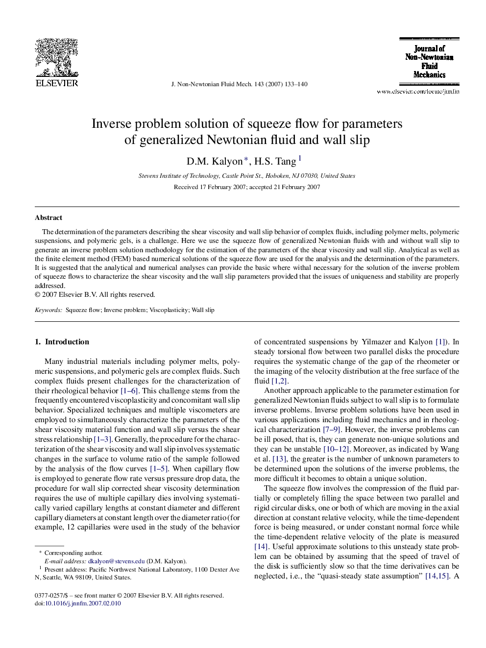 Inverse problem solution of squeeze flow for parameters of generalized Newtonian fluid and wall slip