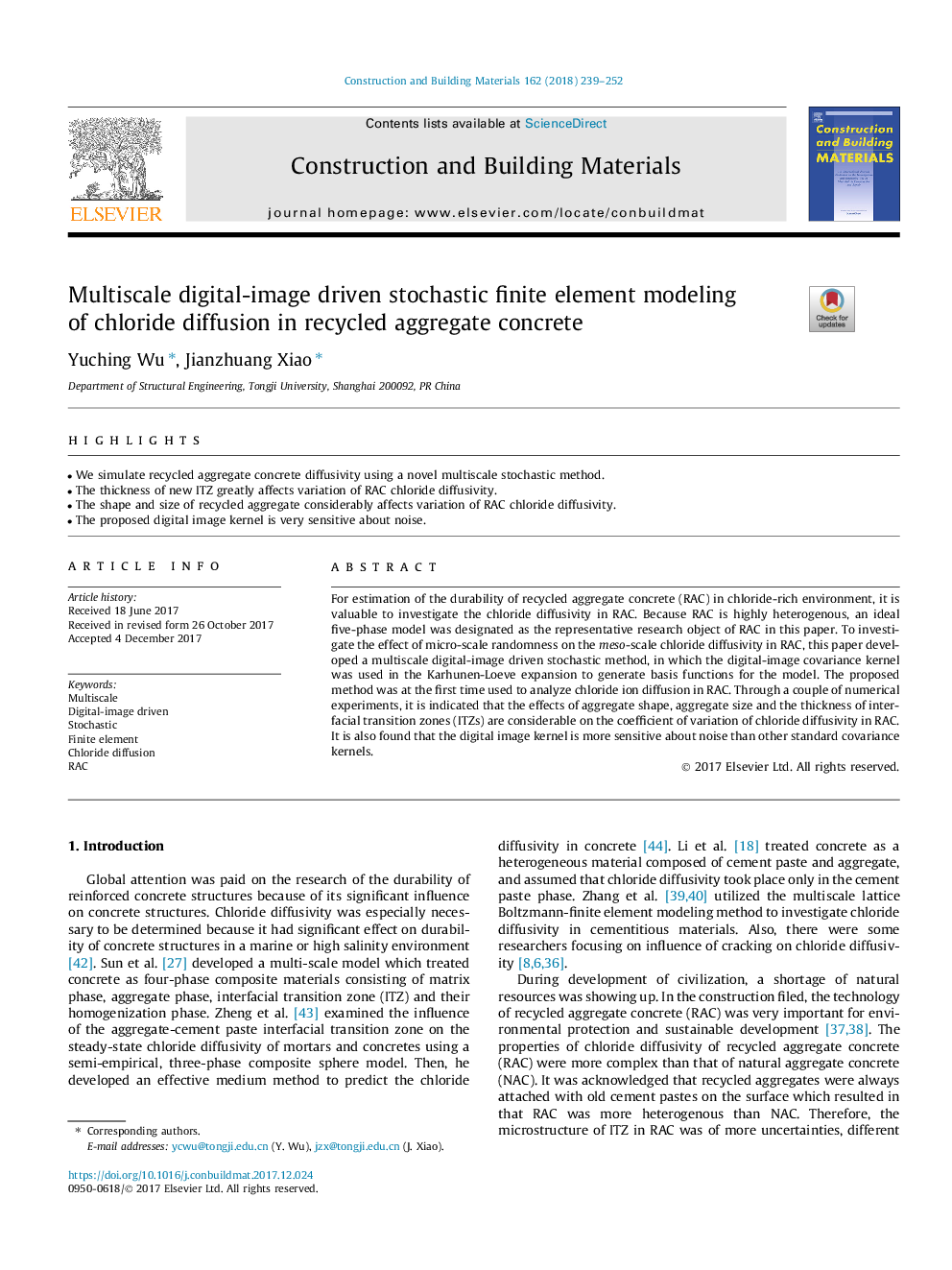 Multiscale digital-image driven stochastic finite element modeling of chloride diffusion in recycled aggregate concrete