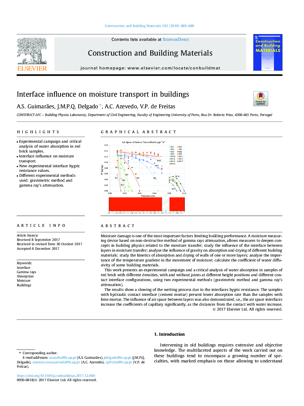 Interface influence on moisture transport in buildings