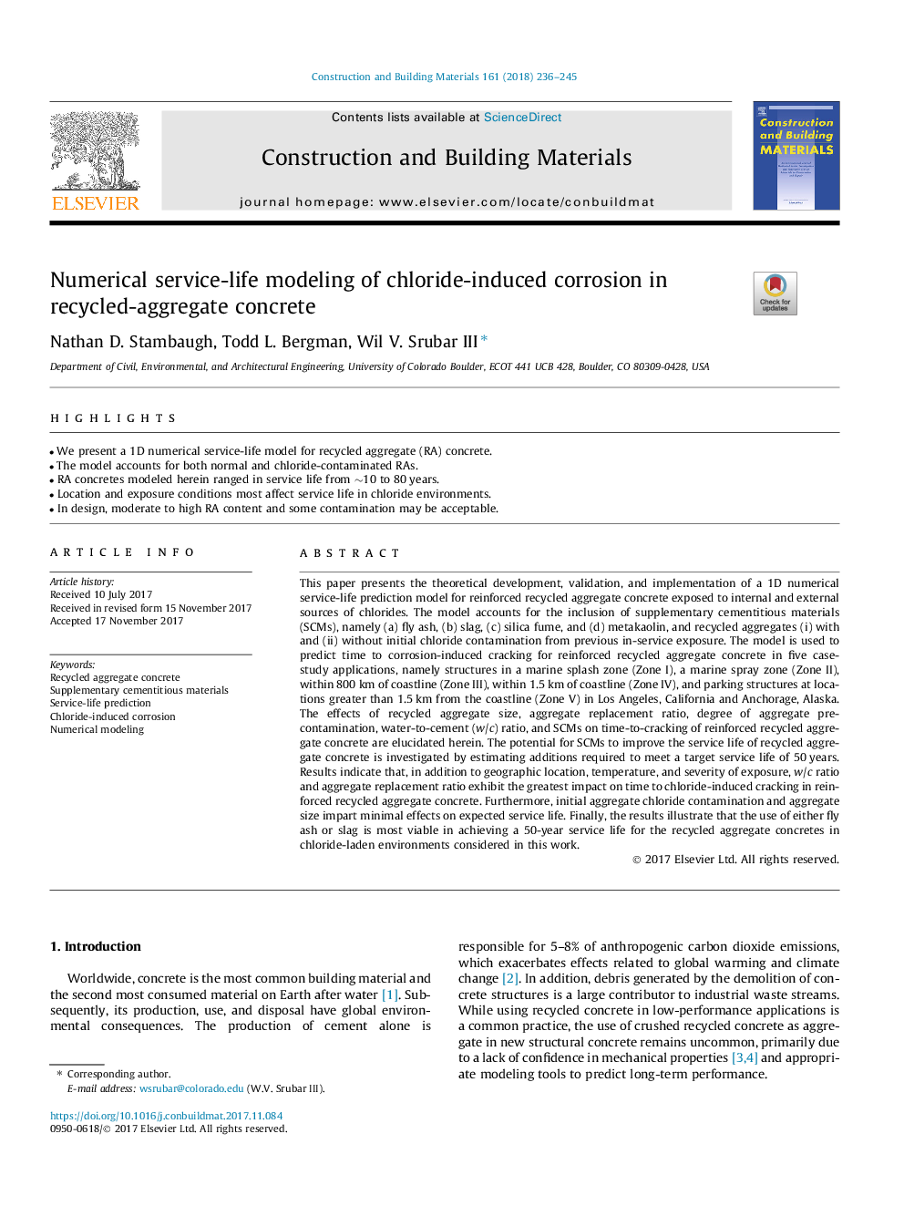 Numerical service-life modeling of chloride-induced corrosion in recycled-aggregate concrete