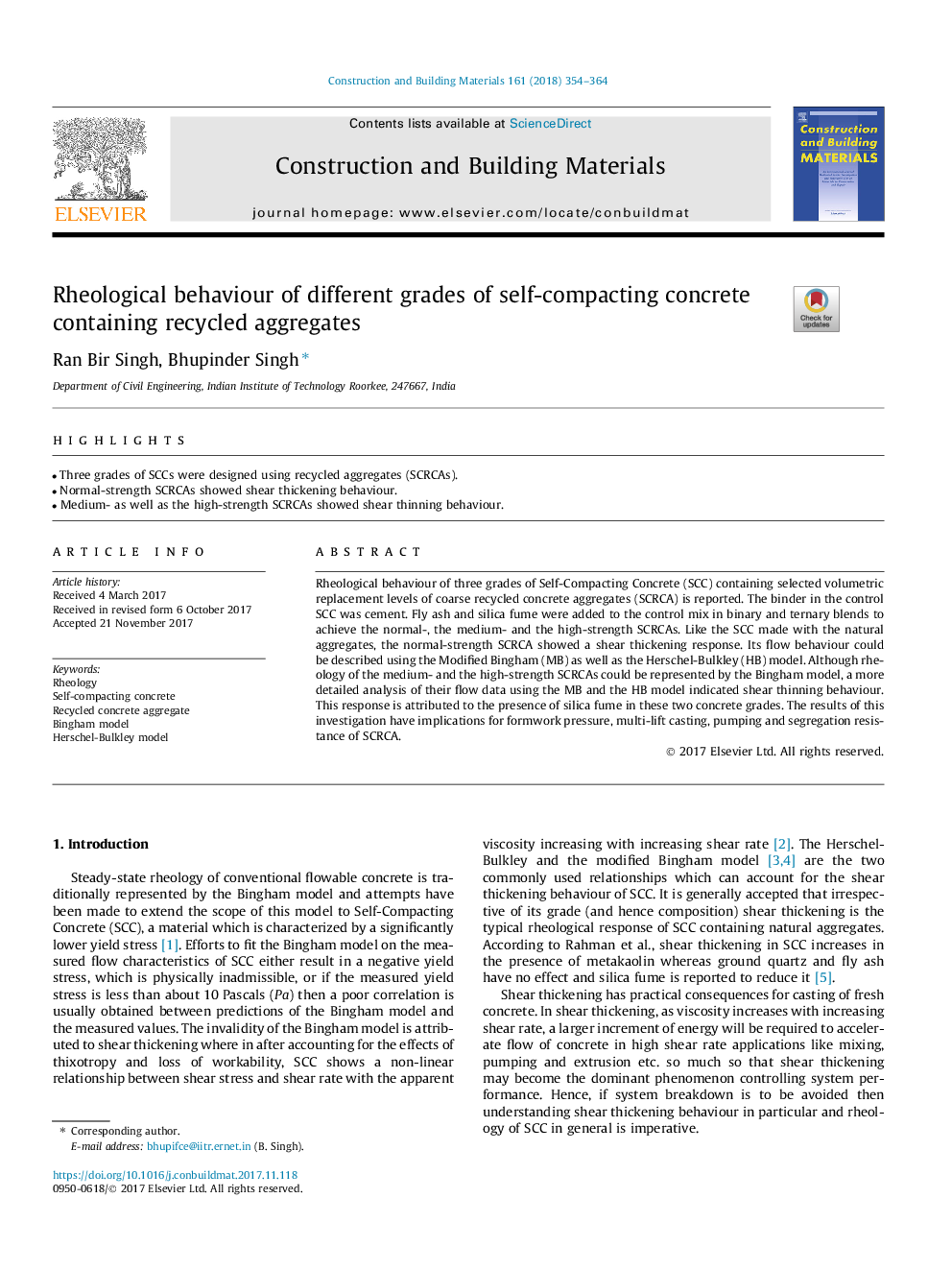 Rheological behaviour of different grades of self-compacting concrete containing recycled aggregates