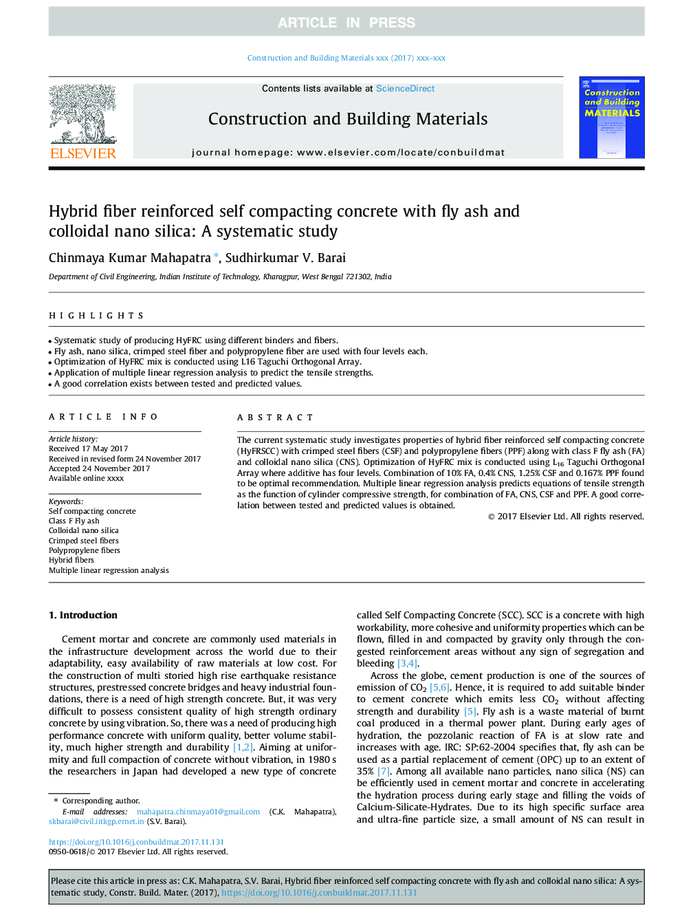 Hybrid fiber reinforced self compacting concrete with fly ash and colloidal nano silica: A systematic study