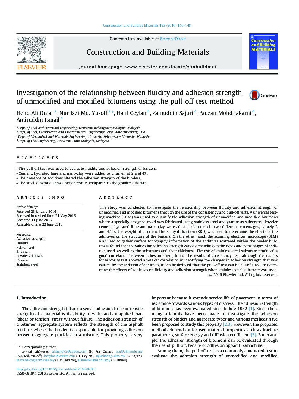بررسی رابطه بین سیالیت و مقاومت چسبندگی بتمن های غیر اصلاح شده و اصلاح شده با استفاده از روش آزمون کشش 