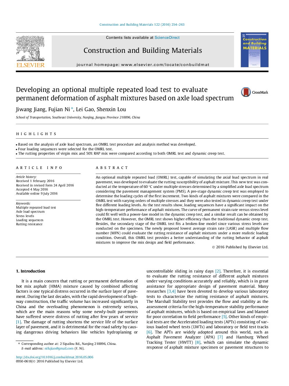 Developing an optional multiple repeated load test to evaluate permanent deformation of asphalt mixtures based on axle load spectrum