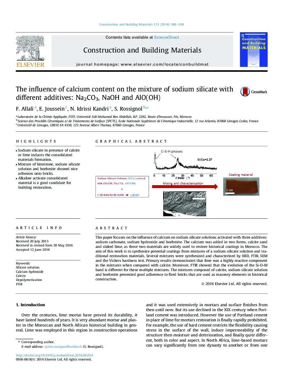 The influence of calcium content on the mixture of sodium silicate with different additives: Na2CO3, NaOH and AlO(OH)