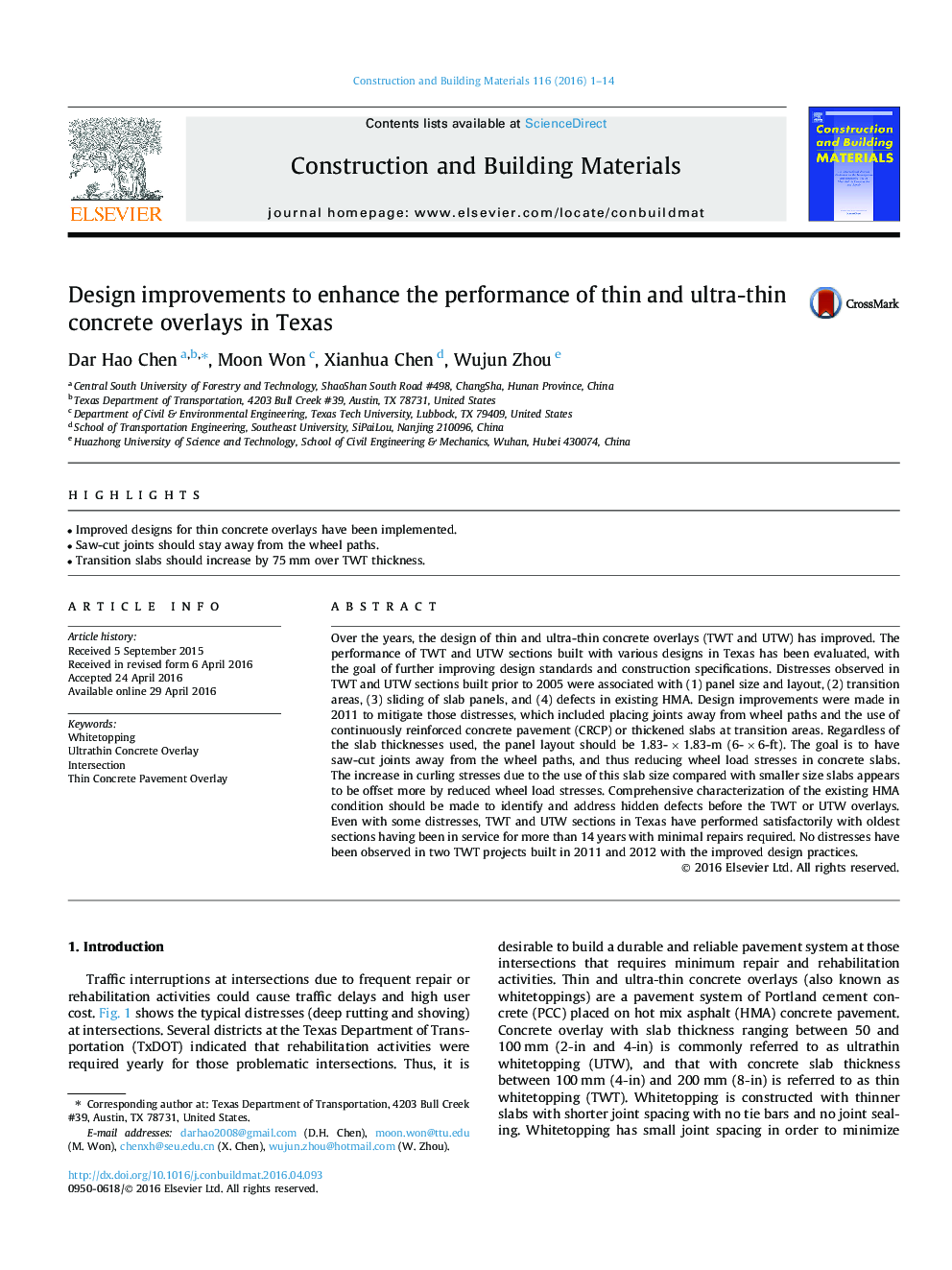 Design improvements to enhance the performance of thin and ultra-thin concrete overlays in Texas