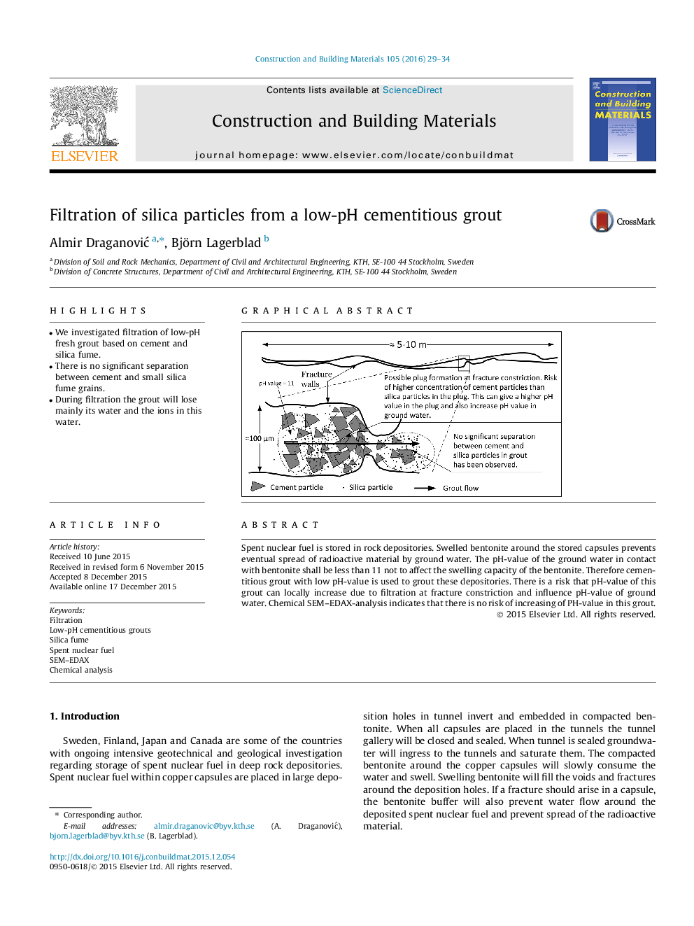 Filtration of silica particles from a low-pH cementitious grout