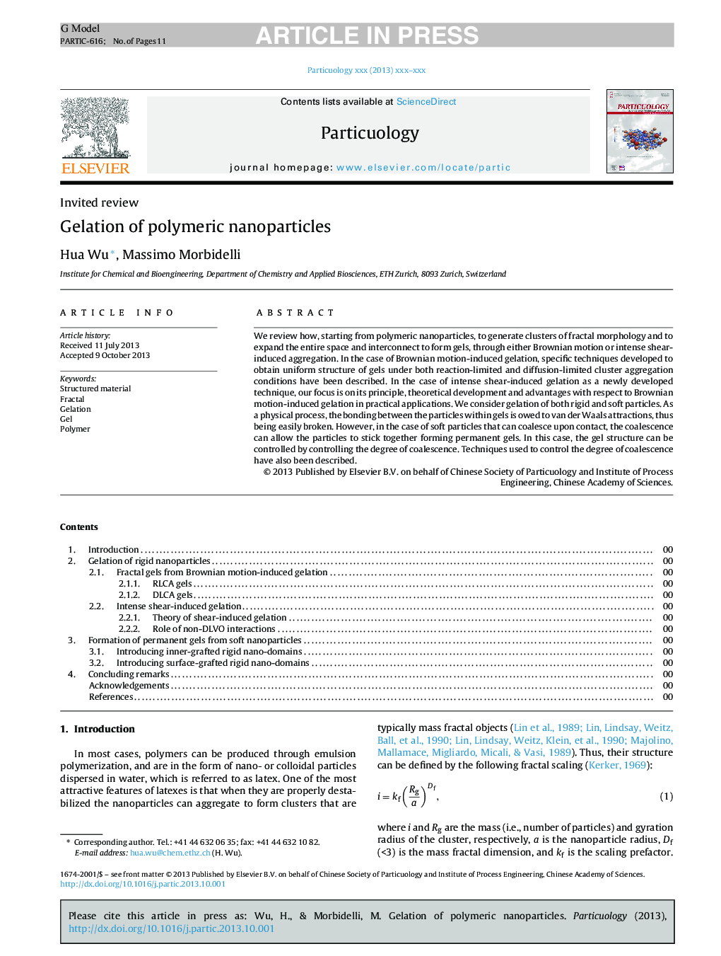 Gelation of polymeric nanoparticles