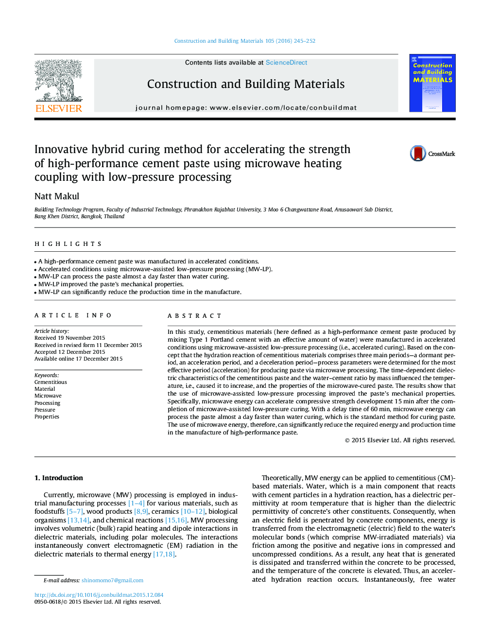 Innovative hybrid curing method for accelerating the strength of high-performance cement paste using microwave heating coupling with low-pressure processing