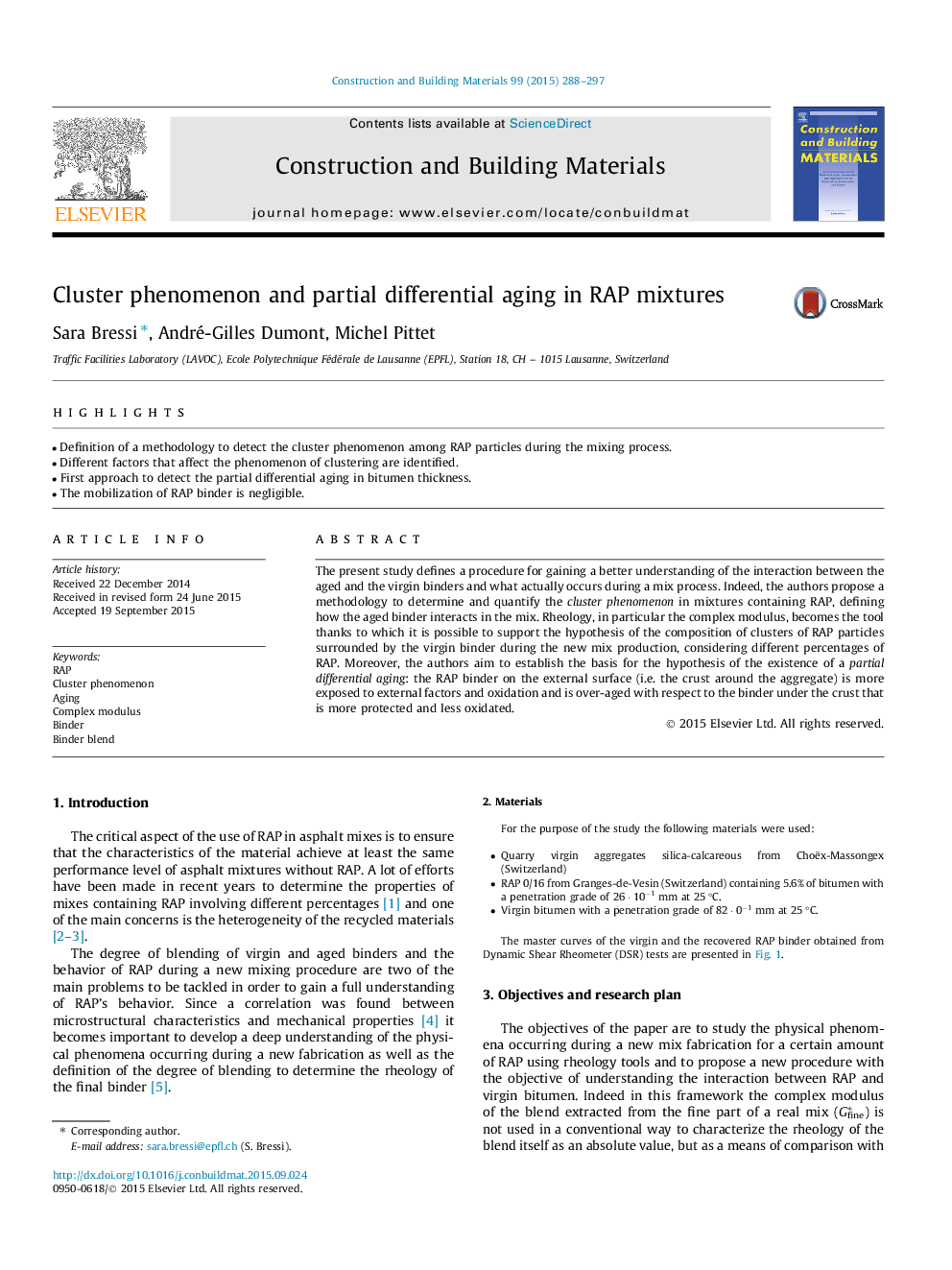 Cluster phenomenon and partial differential aging in RAP mixtures