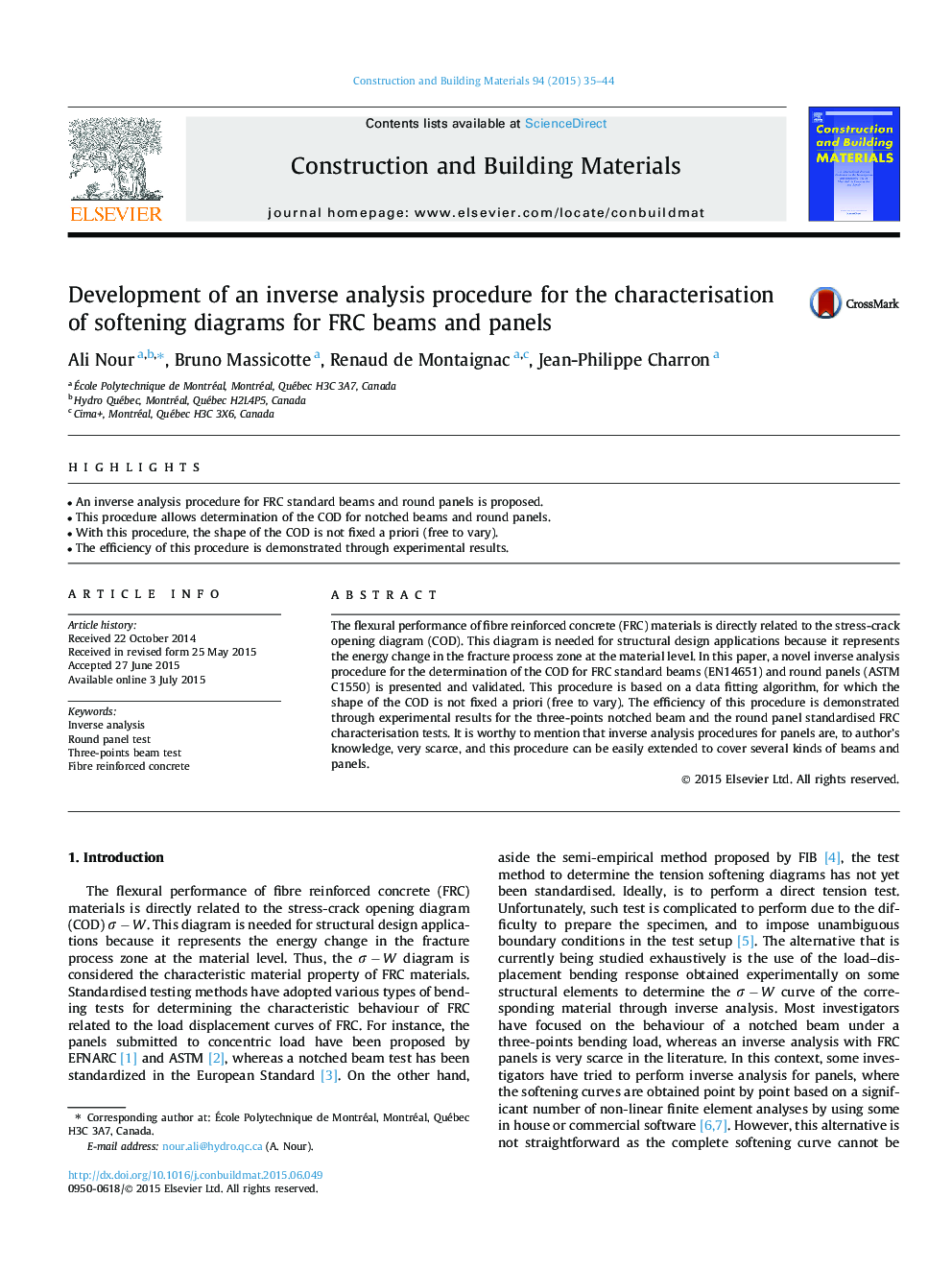 Development of an inverse analysis procedure for the characterisation of softening diagrams for FRC beams and panels