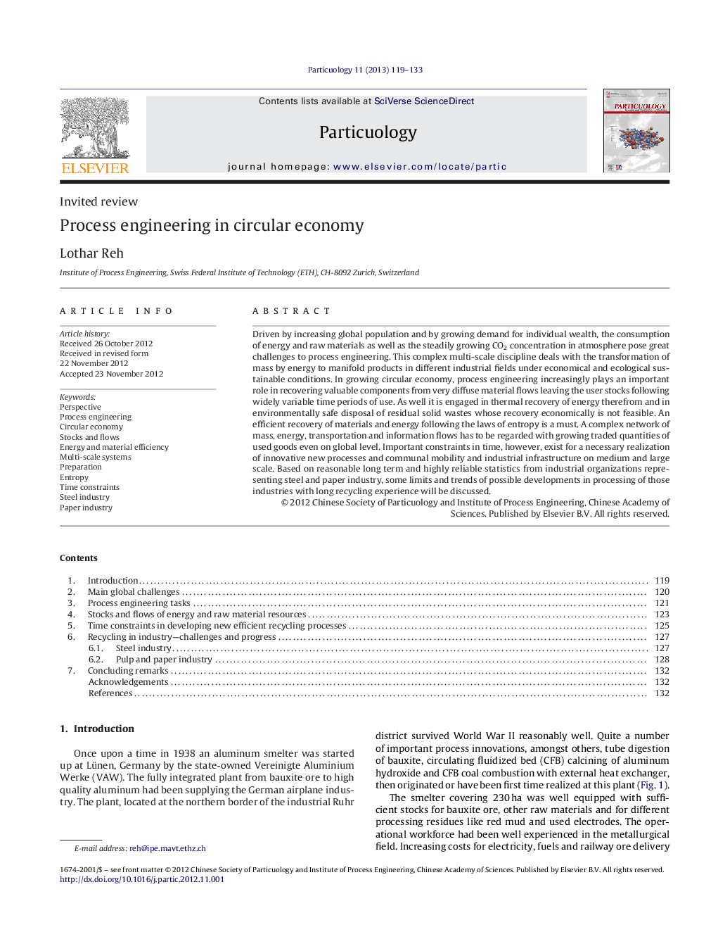 Process engineering in circular economy