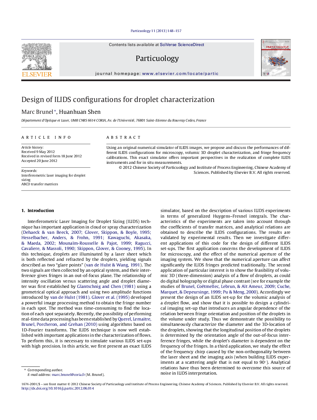 Design of ILIDS configurations for droplet characterization