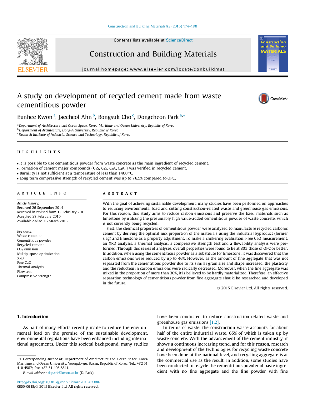 A study on development of recycled cement made from waste cementitious powder