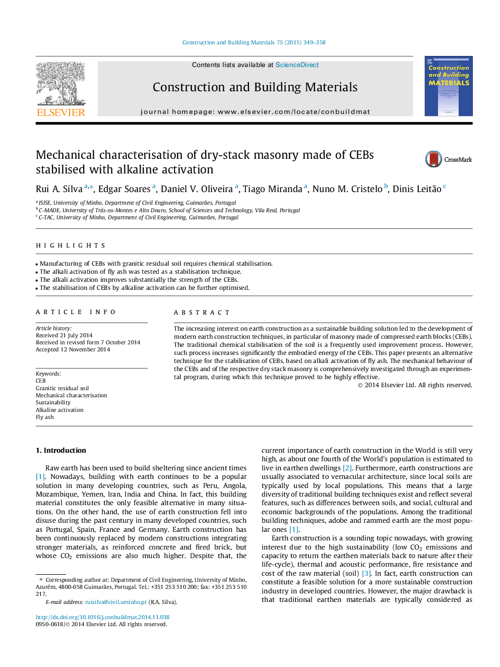 Mechanical characterisation of dry-stack masonry made of CEBs stabilised with alkaline activation