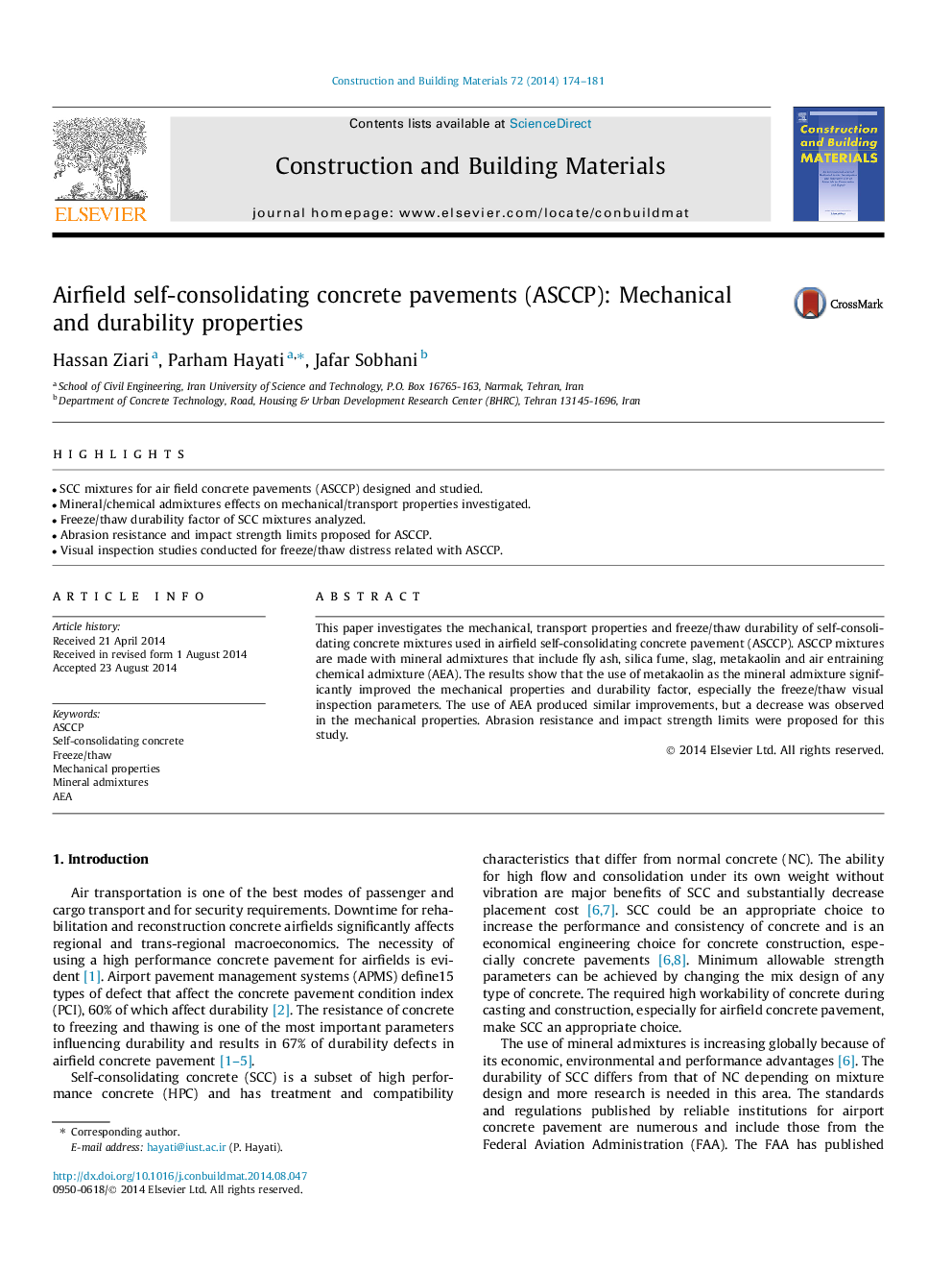 Airfield self-consolidating concrete pavements (ASCCP): Mechanical and durability properties