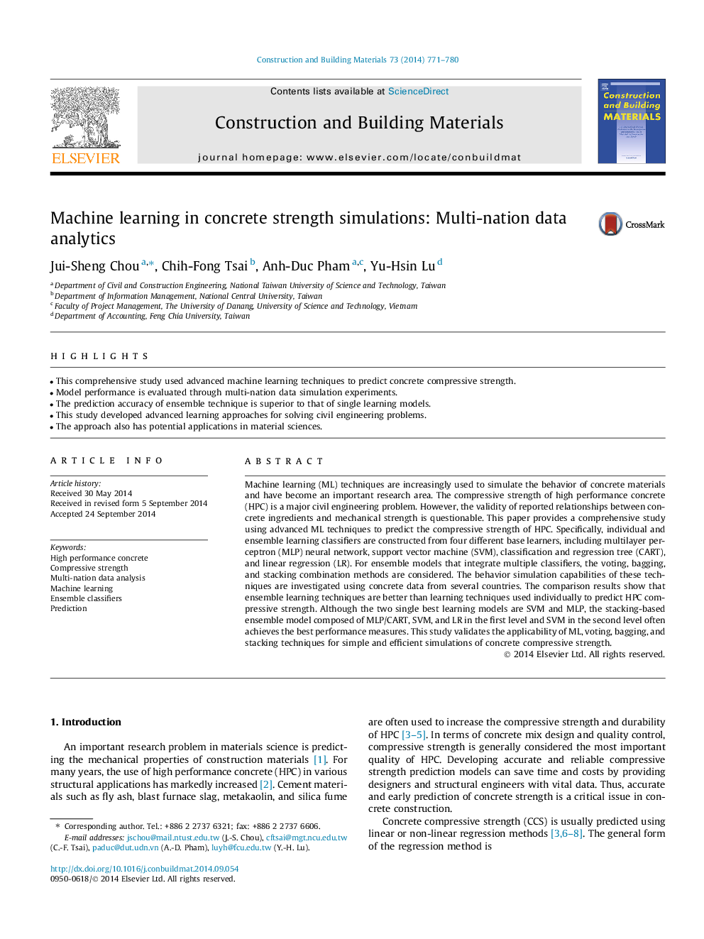 Machine learning in concrete strength simulations: Multi-nation data analytics