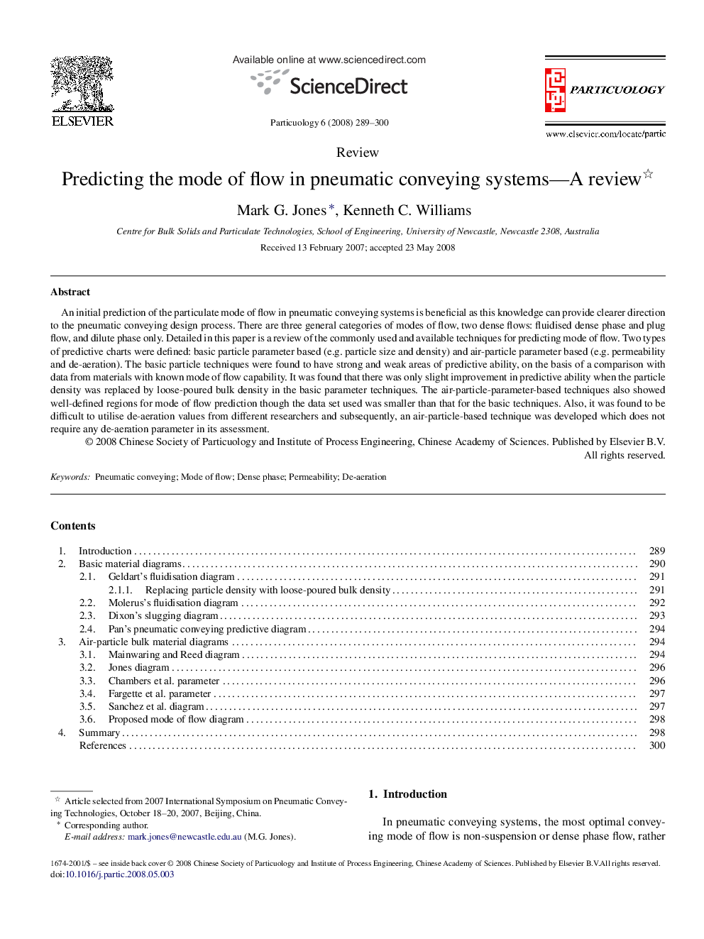 Predicting the mode of flow in pneumatic conveying systems—A review 