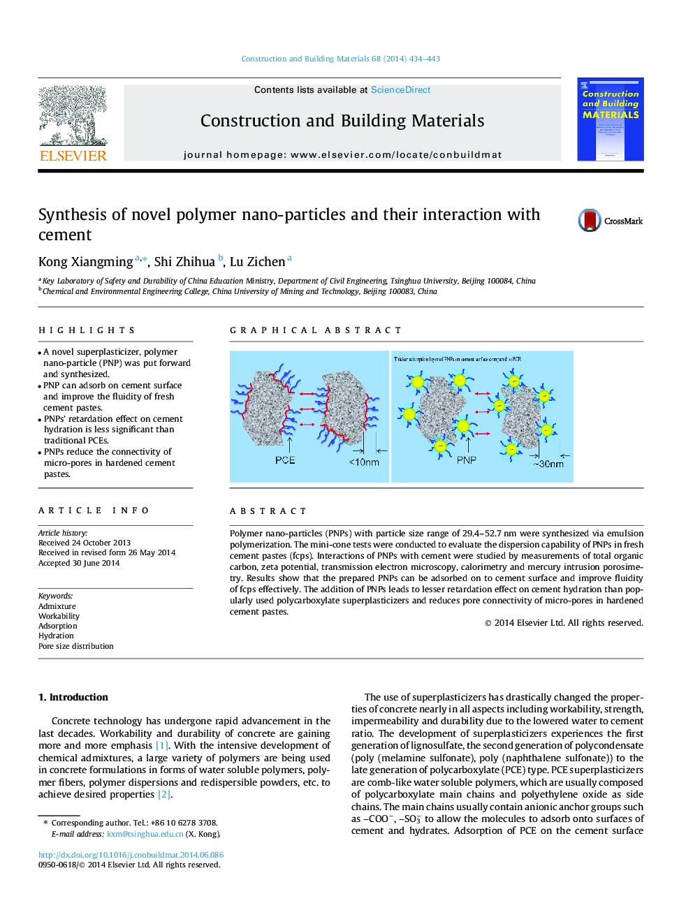 Synthesis of novel polymer nano-particles and their interaction with cement