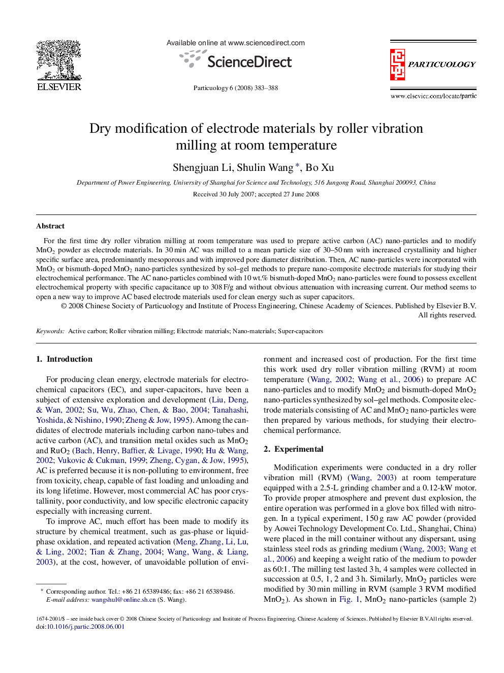 Dry modification of electrode materials by roller vibration milling at room temperature