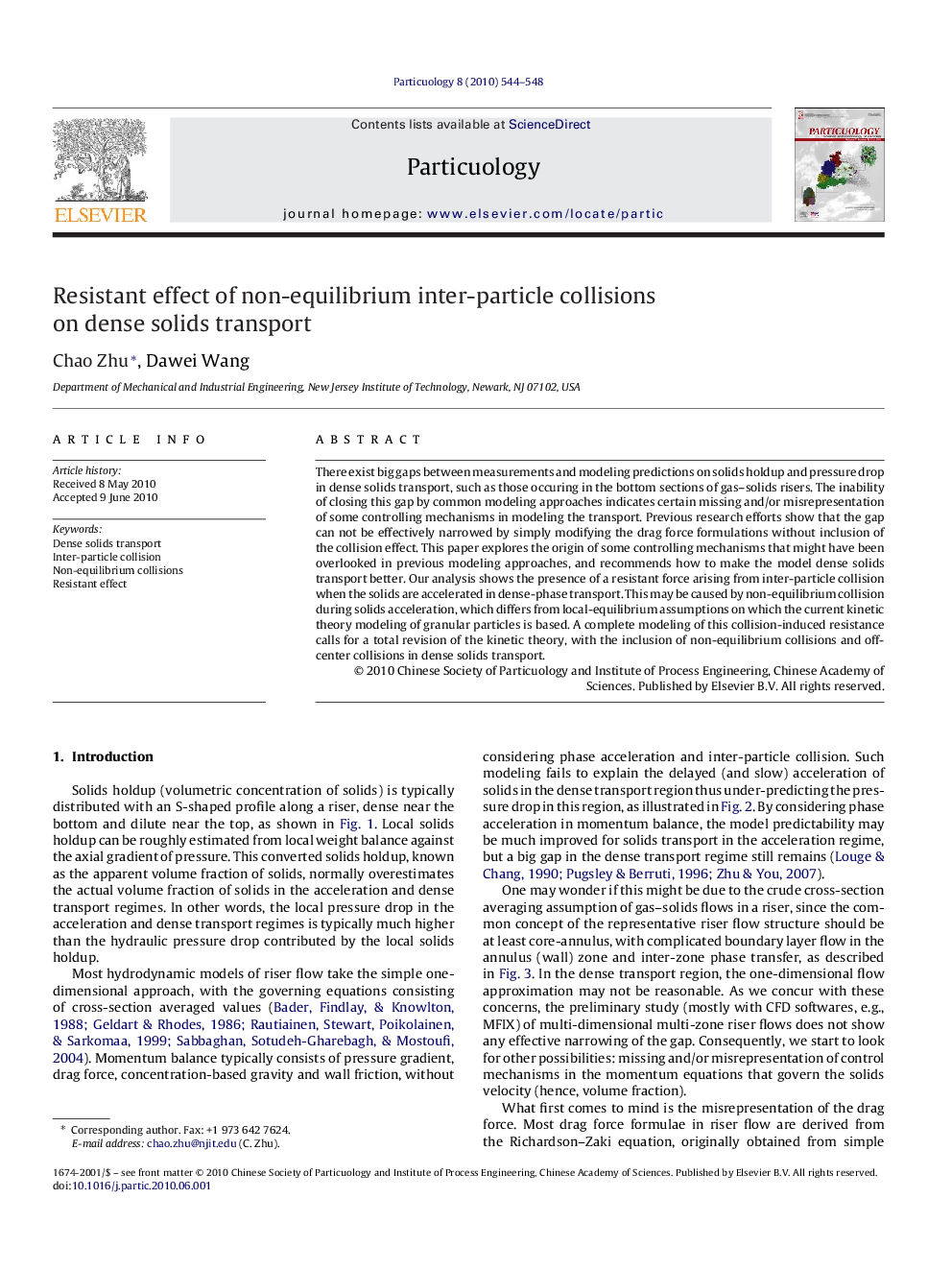 Resistant effect of non-equilibrium inter-particle collisions on dense solids transport