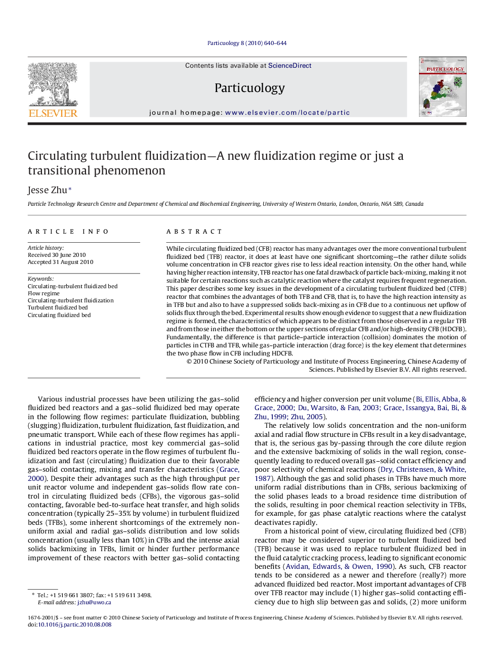 Circulating turbulent fluidization—A new fluidization regime or just a transitional phenomenon