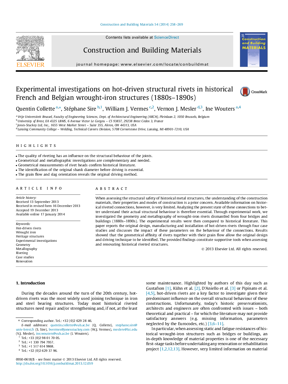 Experimental investigations on hot-driven structural rivets in historical French and Belgian wrought-iron structures (1880s-1890s)