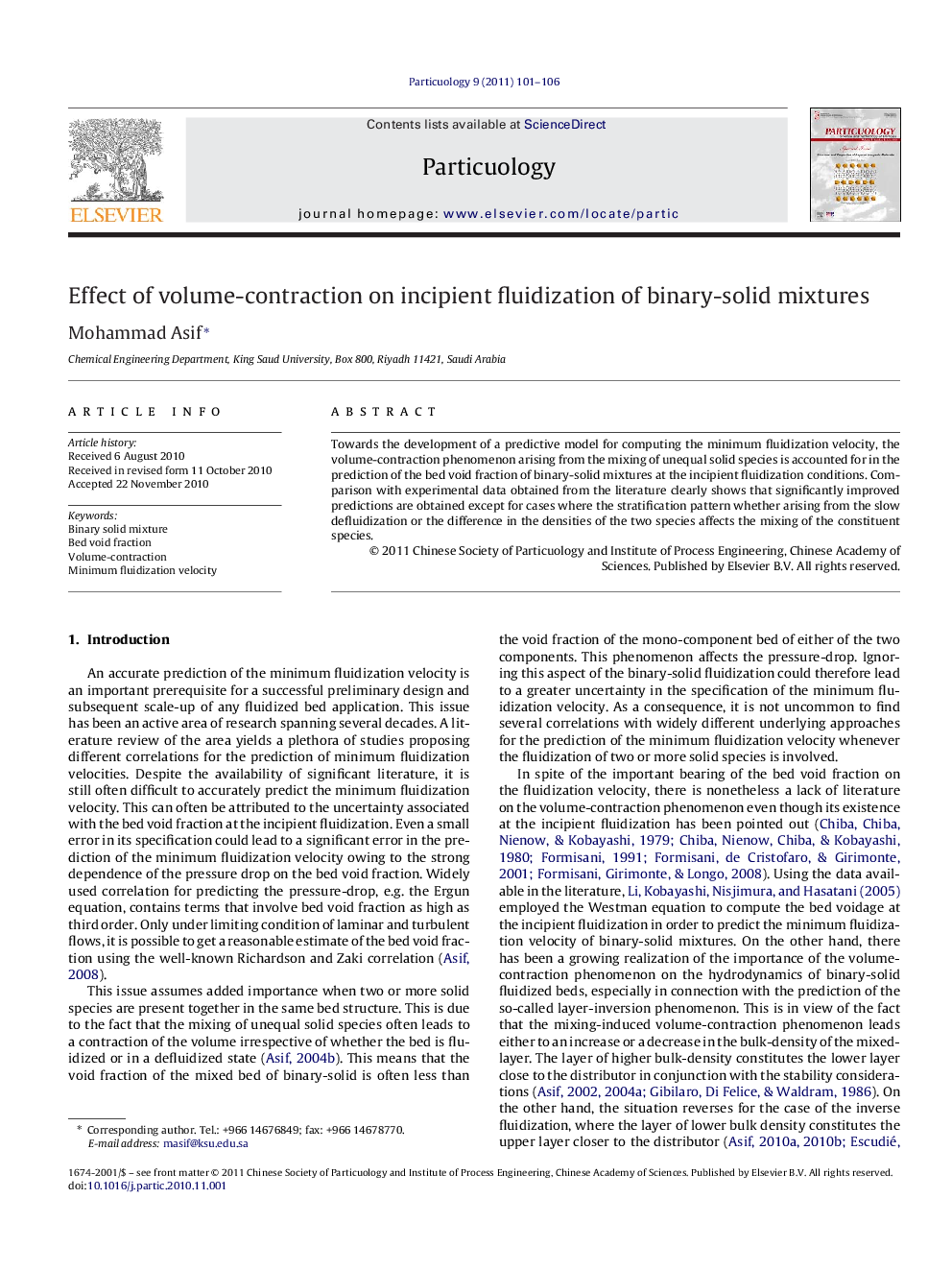 Effect of volume-contraction on incipient fluidization of binary-solid mixtures