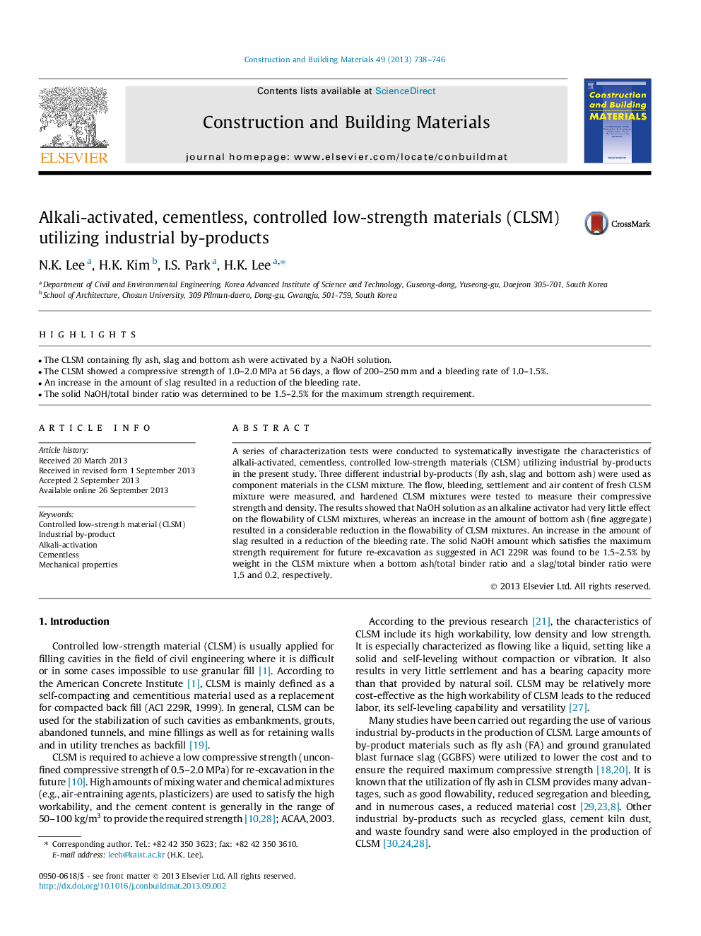 Alkali-activated, cementless, controlled low-strength materials (CLSM) utilizing industrial by-products