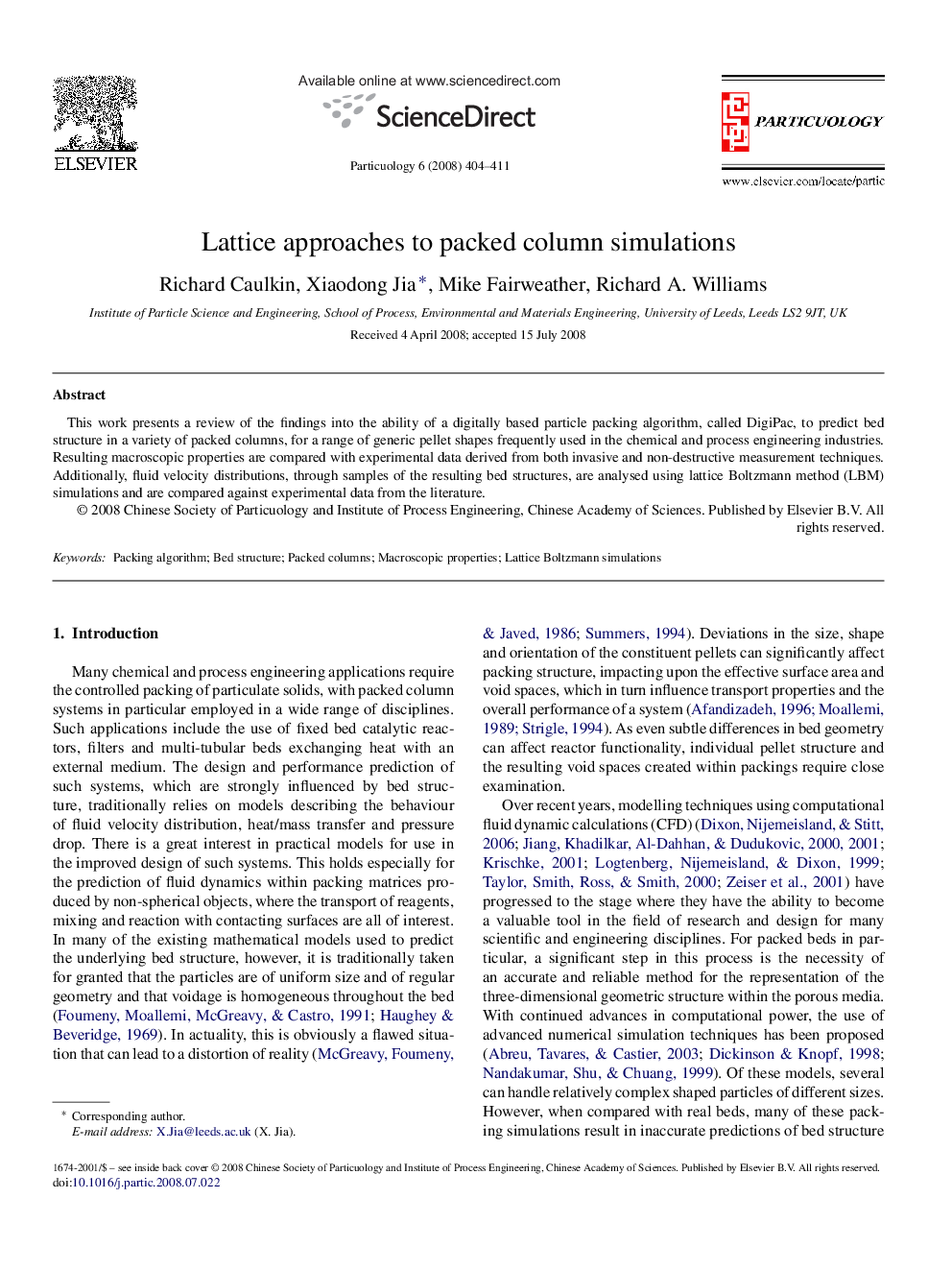 Lattice approaches to packed column simulations