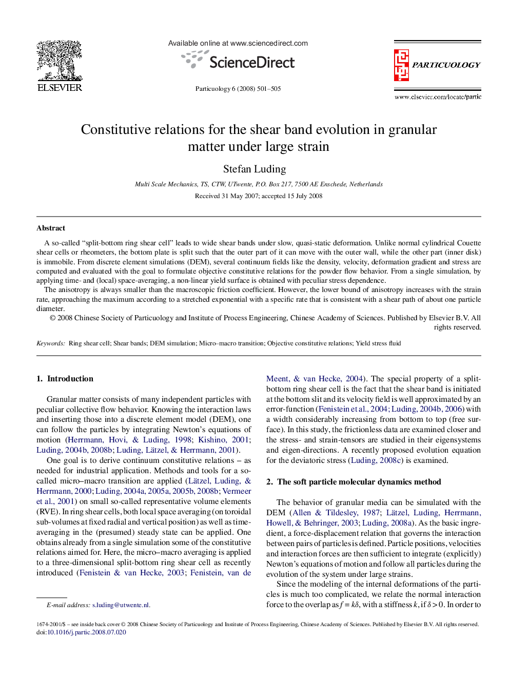 Constitutive relations for the shear band evolution in granular matter under large strain