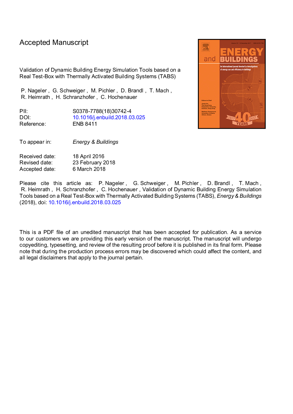 Validation of dynamic building energy simulation tools based on a real test-box with thermally activated building systems (TABS)