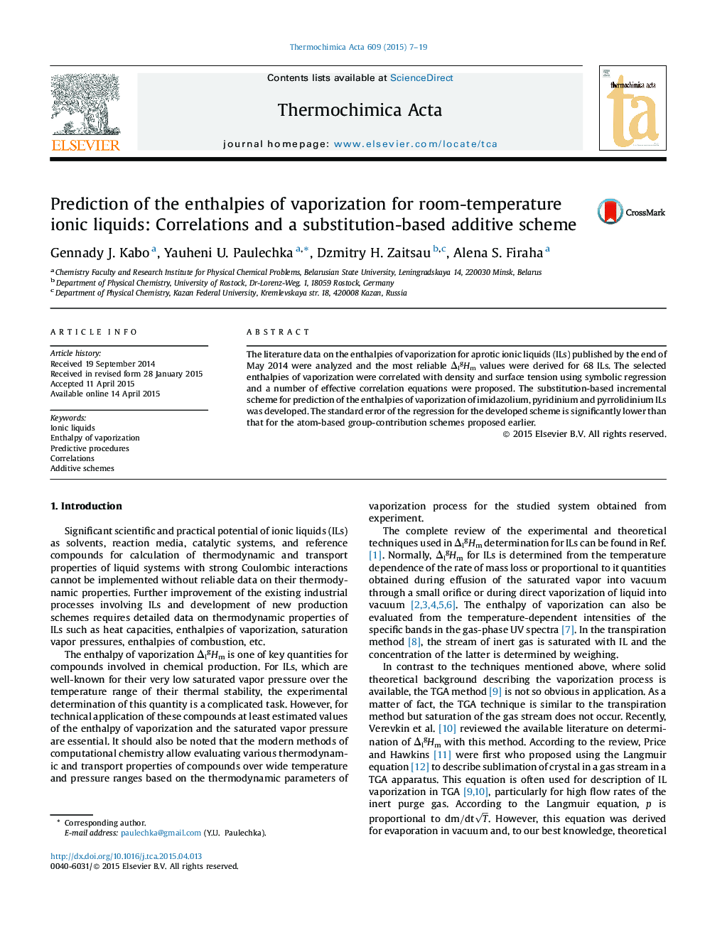 Prediction of the enthalpies of vaporization for room-temperature ionic liquids: Correlations and a substitution-based additive scheme