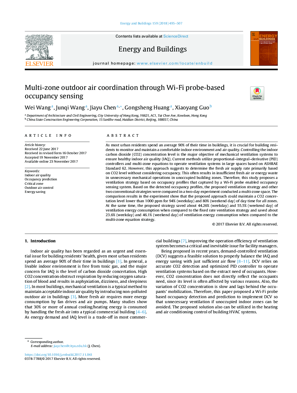 Multi-zone outdoor air coordination through Wi-Fi probe-based occupancy sensing