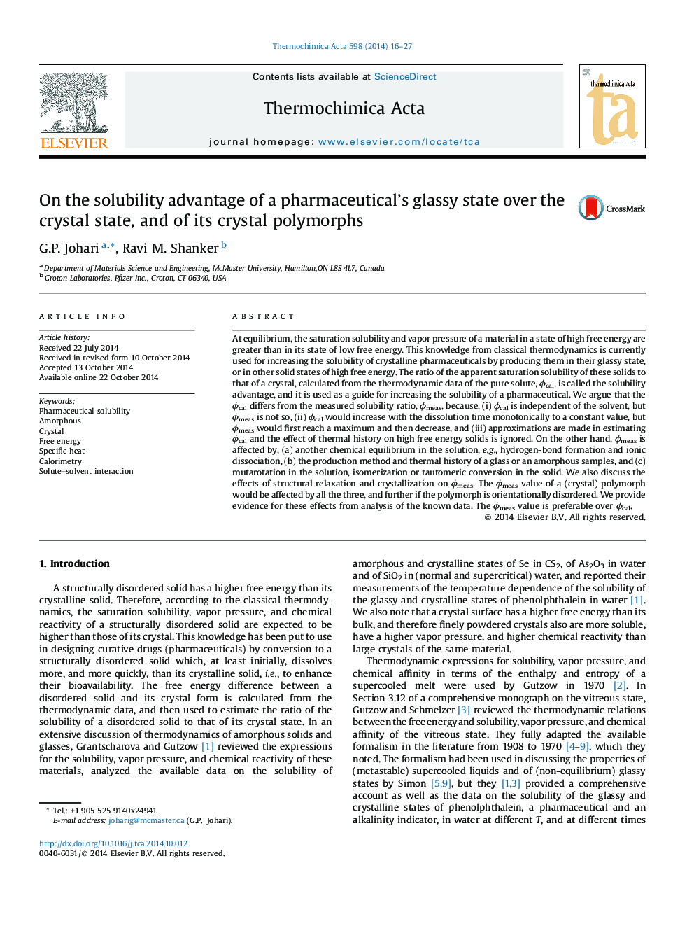 On the solubility advantage of a pharmaceutical’s glassy state over the crystal state, and of its crystal polymorphs