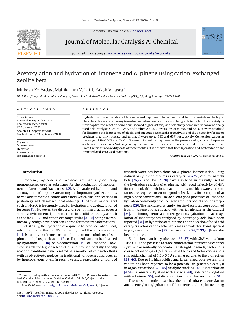 Acetoxylation and hydration of limonene and α-pinene using cation-exchanged zeolite beta