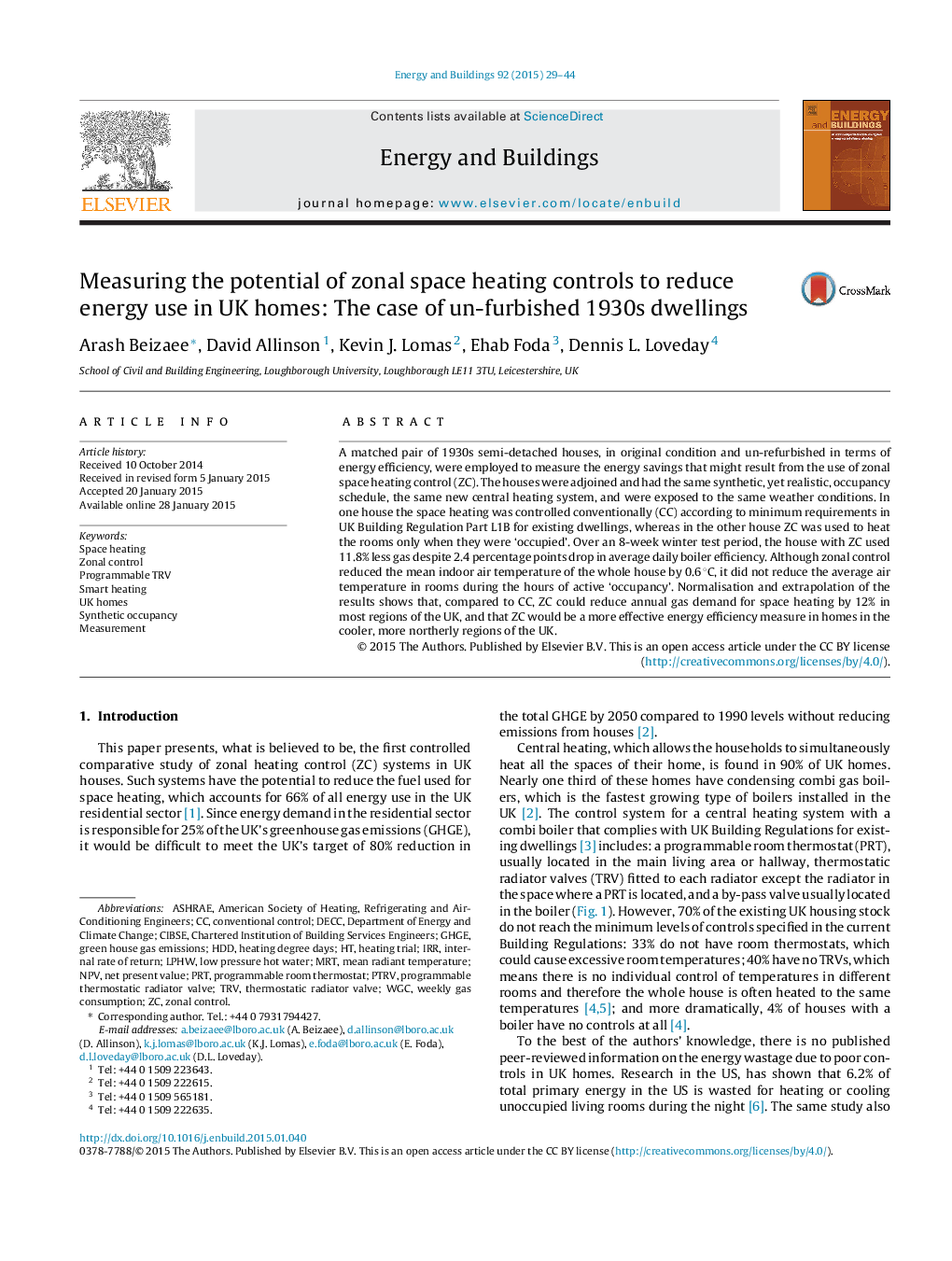 Measuring the potential of zonal space heating controls to reduce energy use in UK homes: The case of un-furbished 1930s dwellings