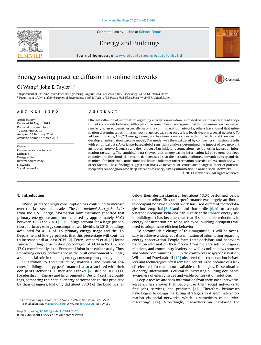 Energy saving practice diffusion in online networks